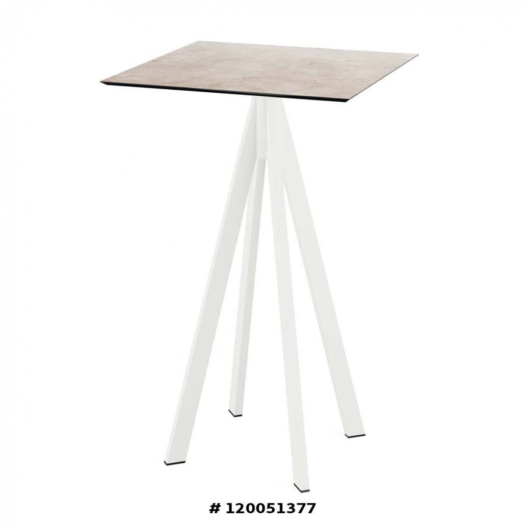 Infinity mange-debout avec piètement blanc + plateau HPL Midnight Marble 70x70 cm - VEBA - 1 pcs